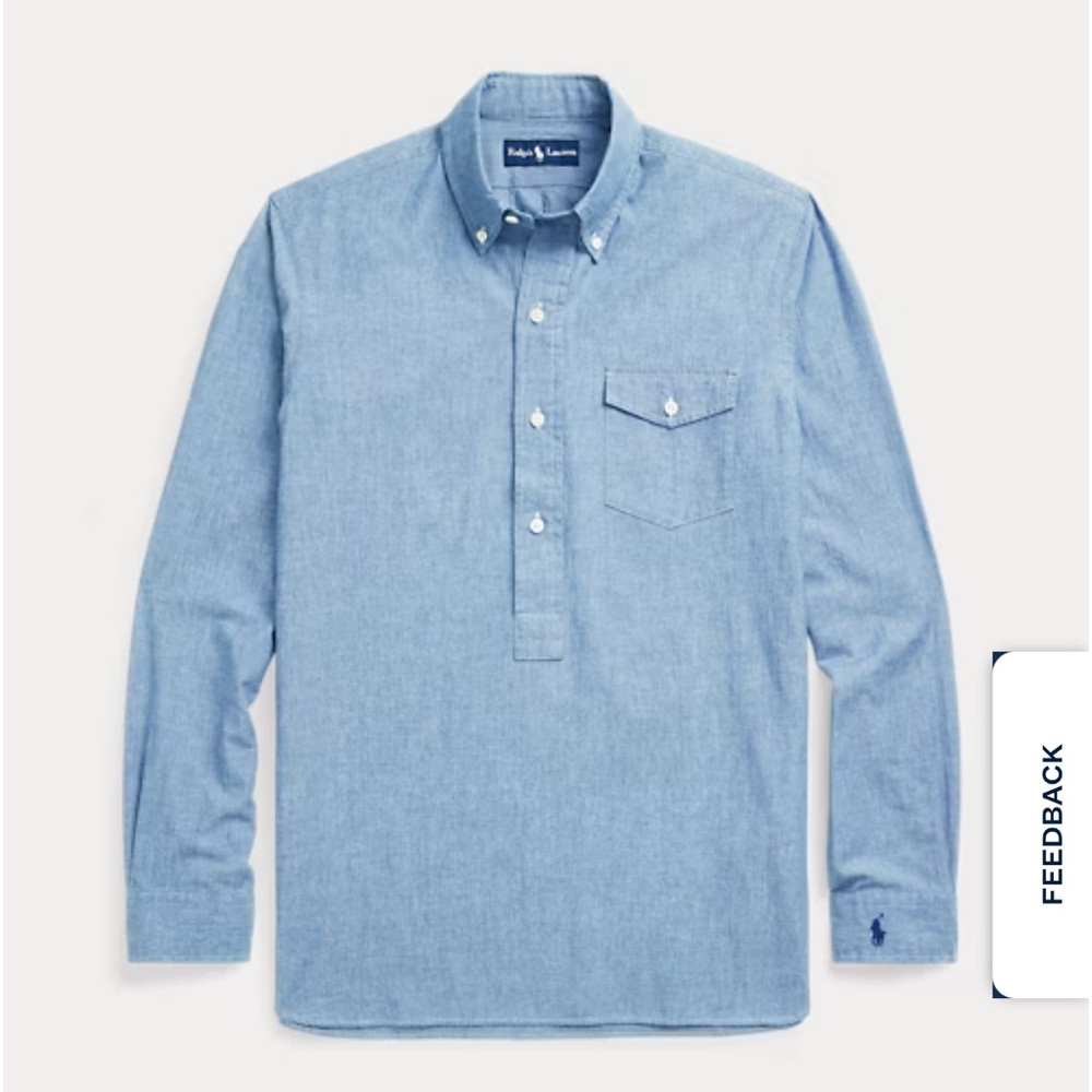 Polo Ralph Lauren Classic  Fit Shirt Indigo Chambray Blue A Trim Silhouette L